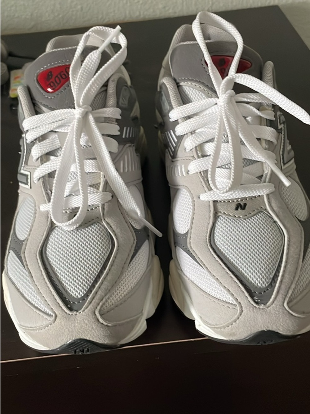 New Balance Gray, White & Silver 9060 Style Sneakers